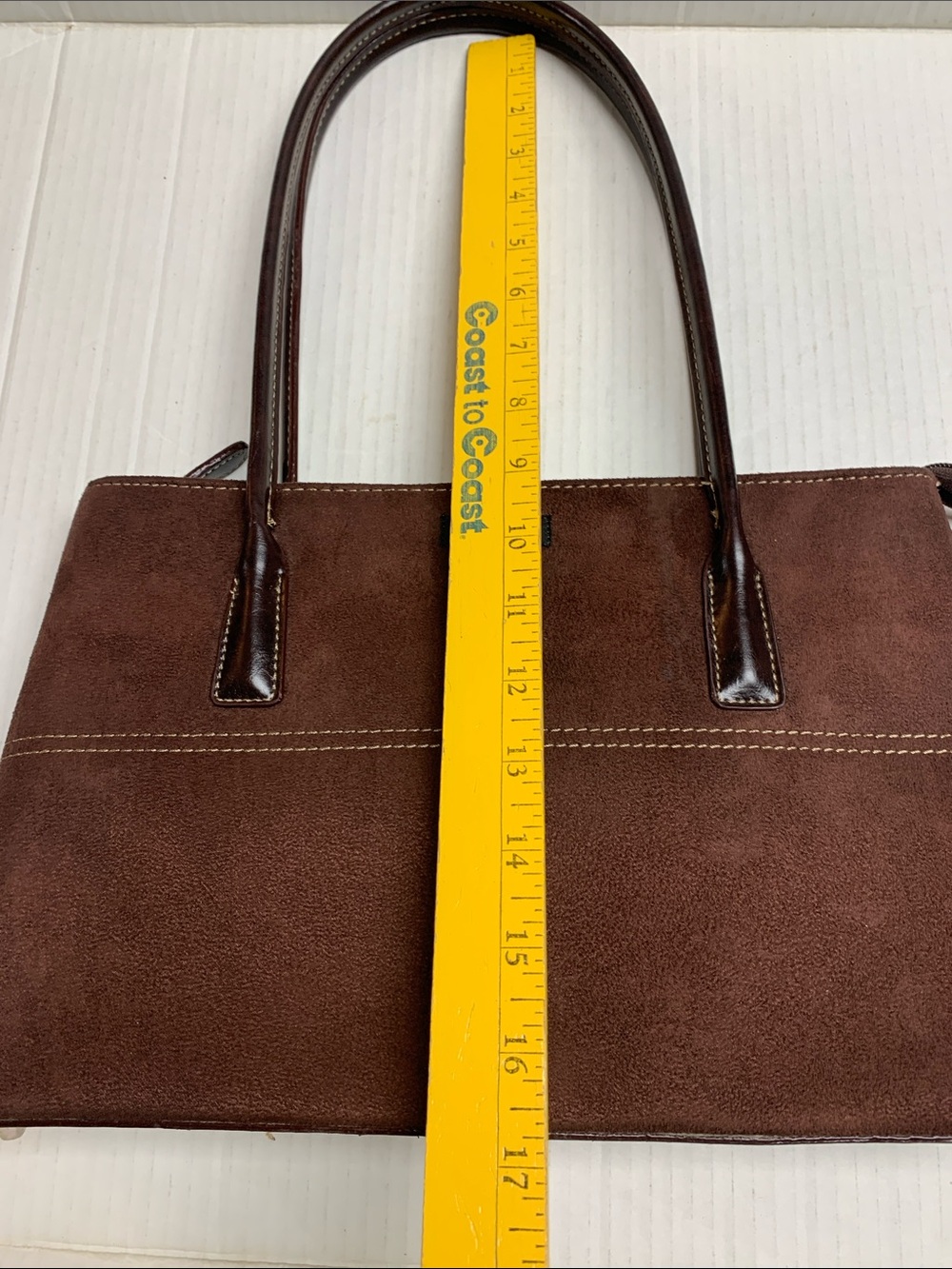 Kate Spade Vintage Brown Suede Structured Rectangular Shoulder Bag Purse - Picture 8 of 10